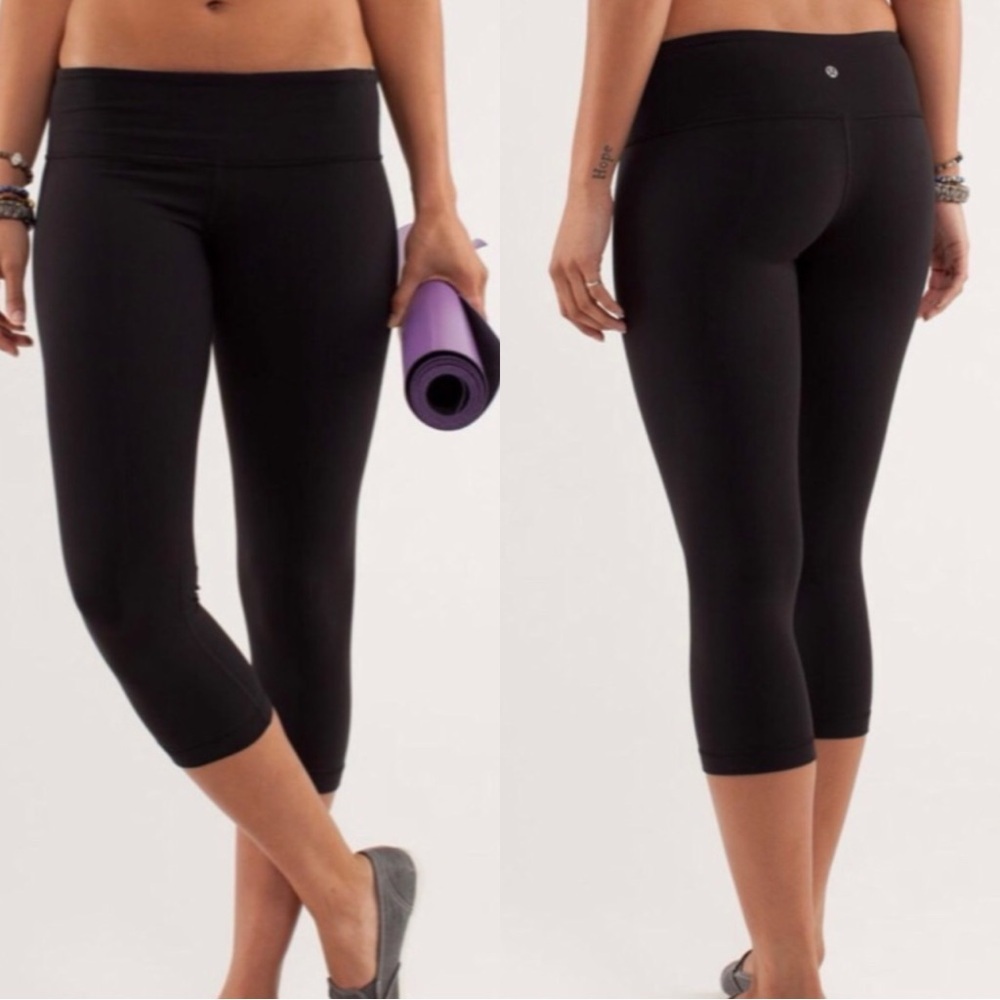 LULULEMON Wunder Under Black Yoga Crop Leggings